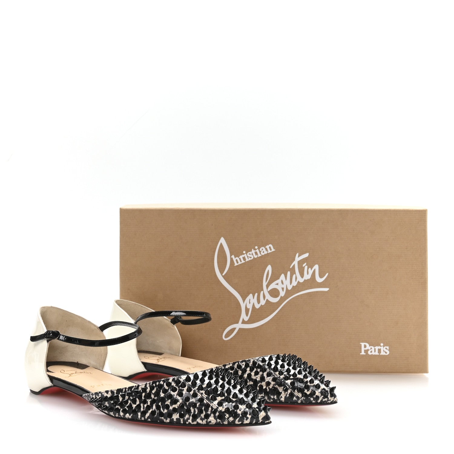 Christian Louboutin Watersnake Shiny Patent Baila Spike Flats 41.5 Black 15 of 16