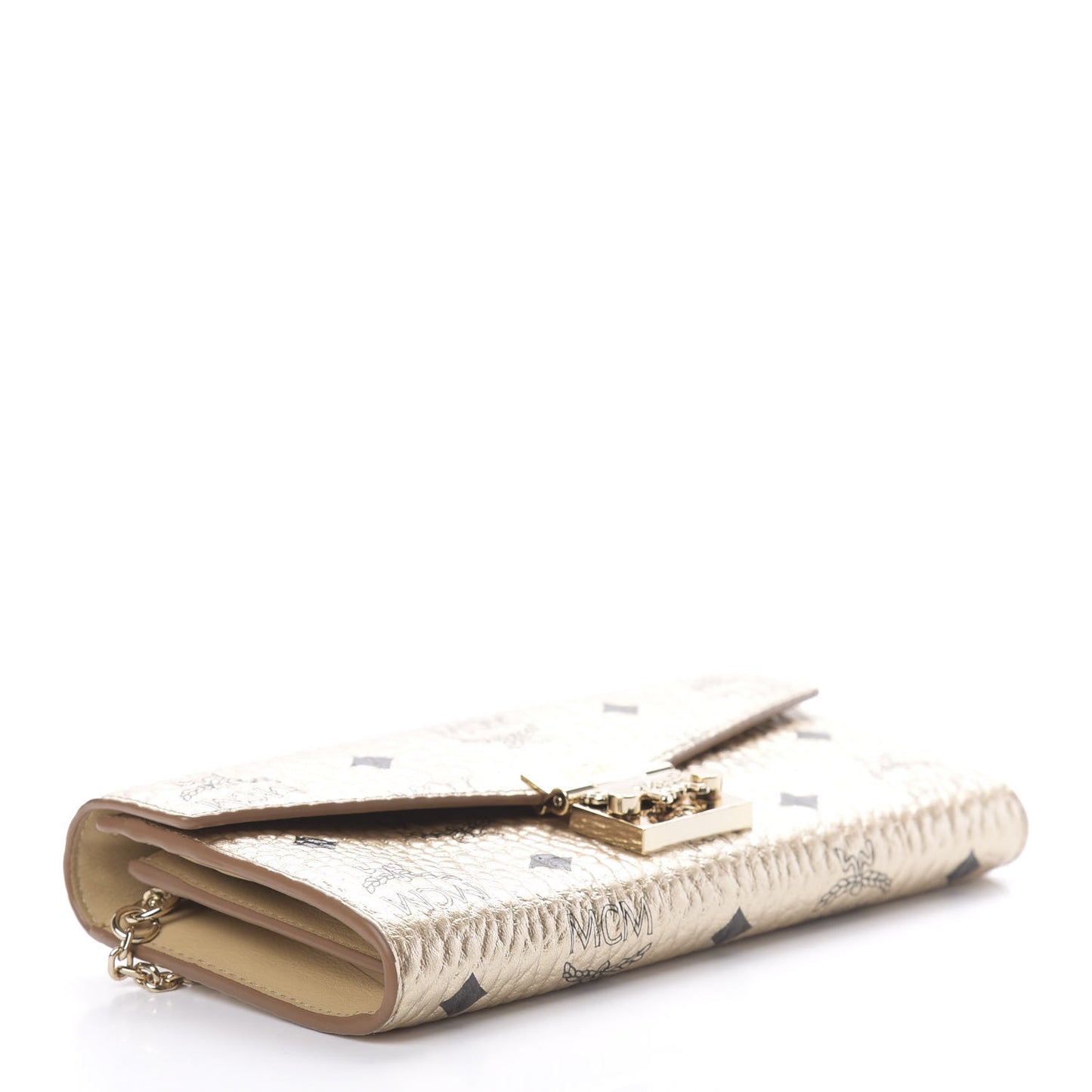 Metallic Visetos Patricia Wallet On Chain Gold