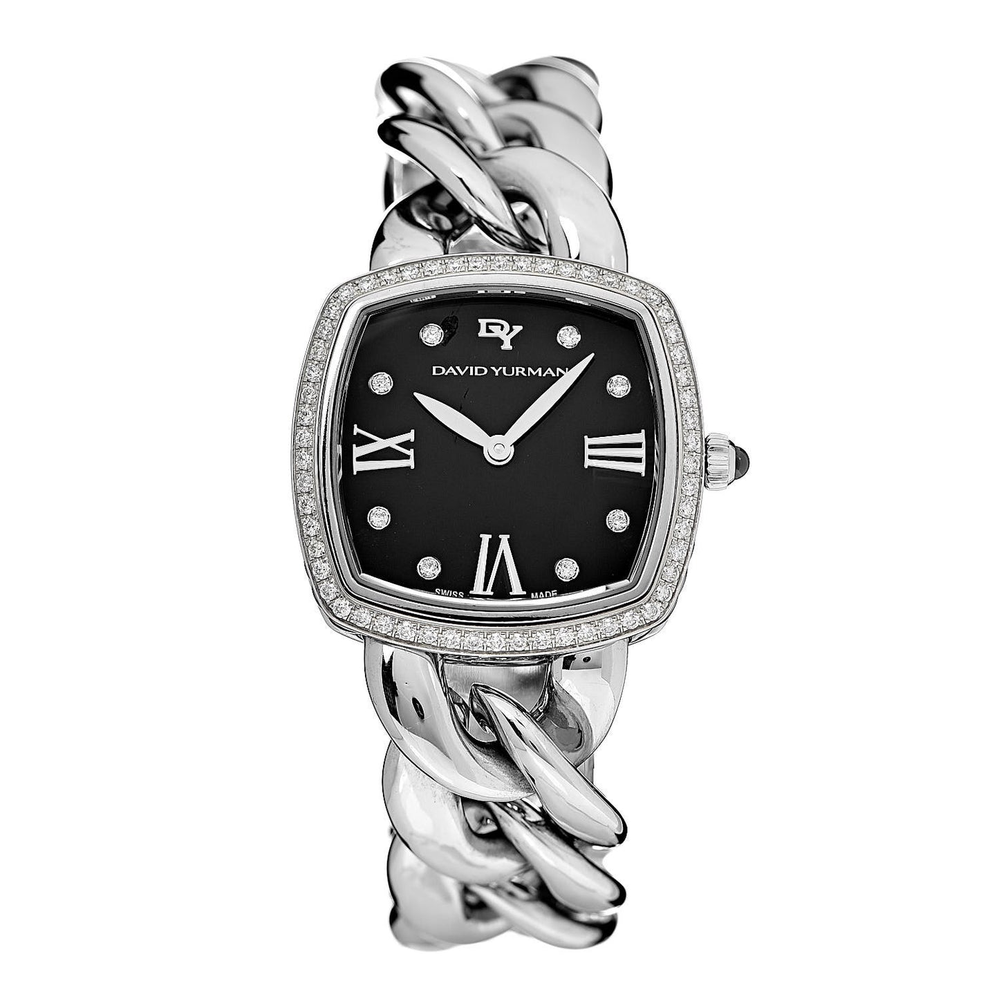 Stainless Steel Diamond Bezel 27mm Albion Quartz Watch Black