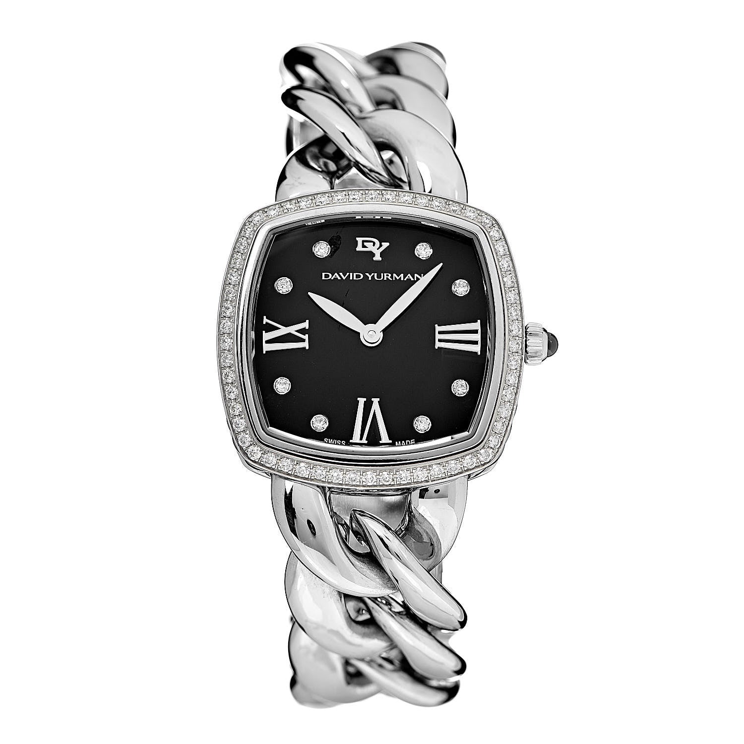 David Yurman Stainless Steel Diamond Bezel 27mm Albion Quartz Watch Black 1 of 8