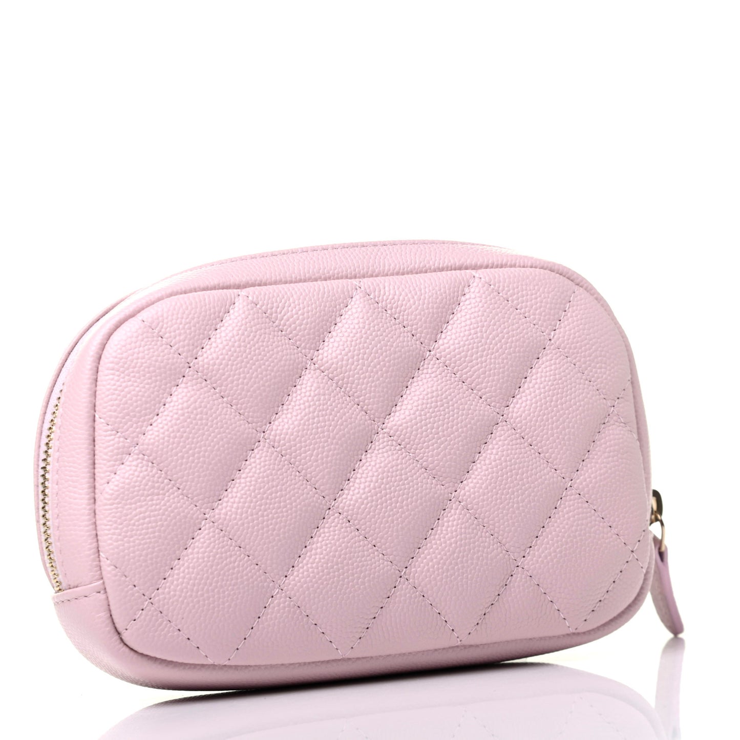 Caviar Quilted Small Curvy Pouch Cosmetic Case Light Pink