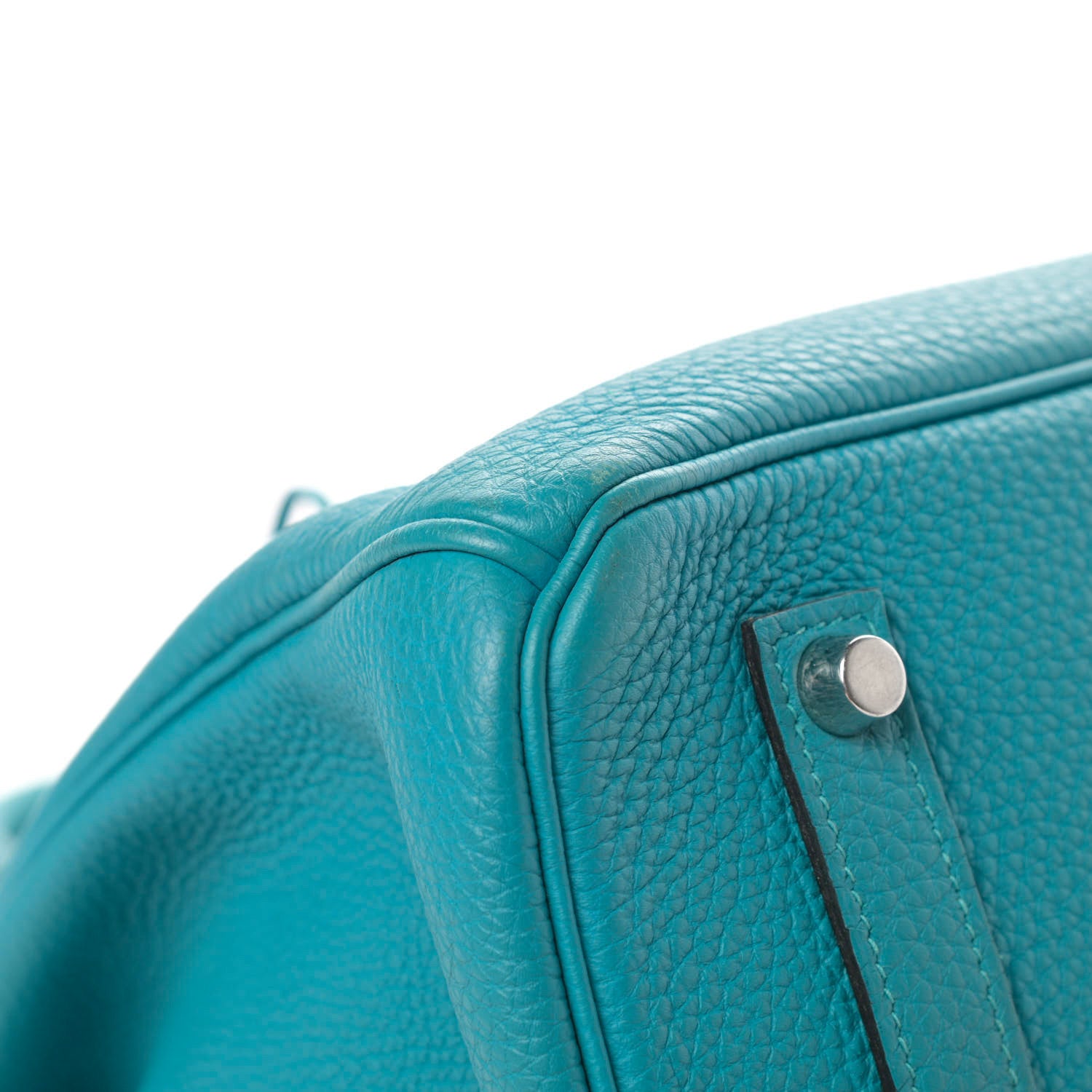 Hermes Taurillon Clemence Birkin 35 Turquoise 11 of 15
