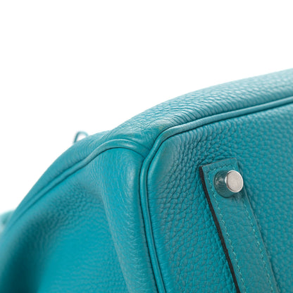 Hermes Taurillon Clemence Birkin 35 Turquoise 11 of 15