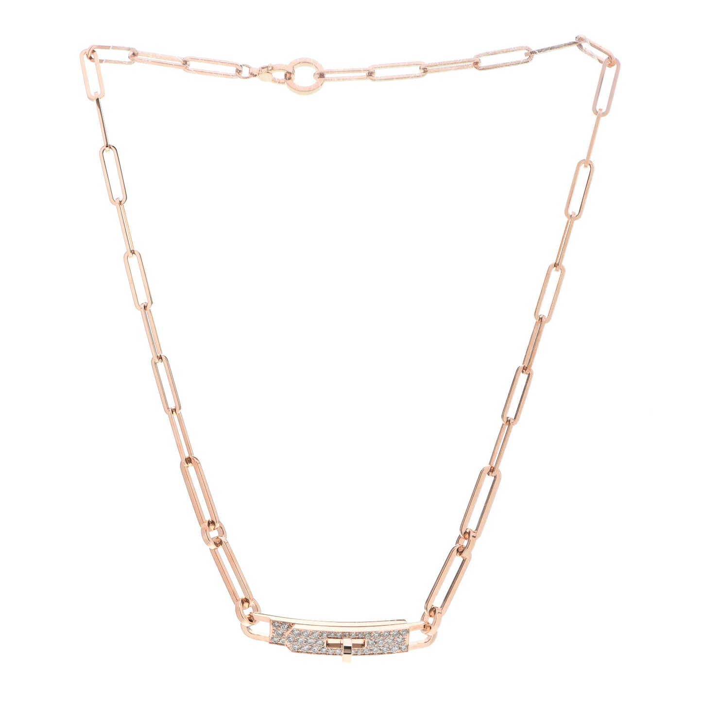 18K Rose Gold Diamond Pave Kelly Chaine Choker Necklace