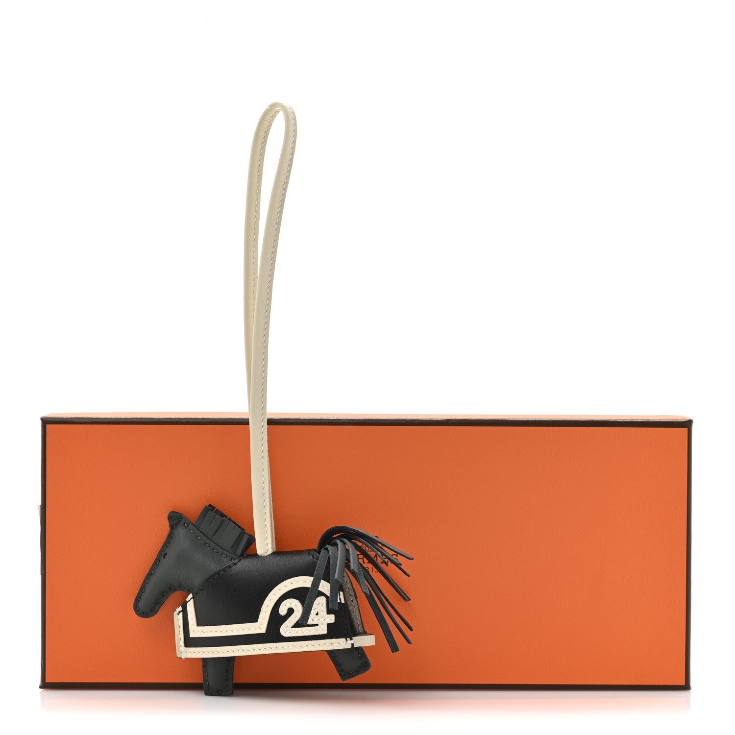 Hermes Milo Lambskin Grigri Rodeo Robeo 24 Bag Charm PM Vert Mangrove Black Craie 5 of 5