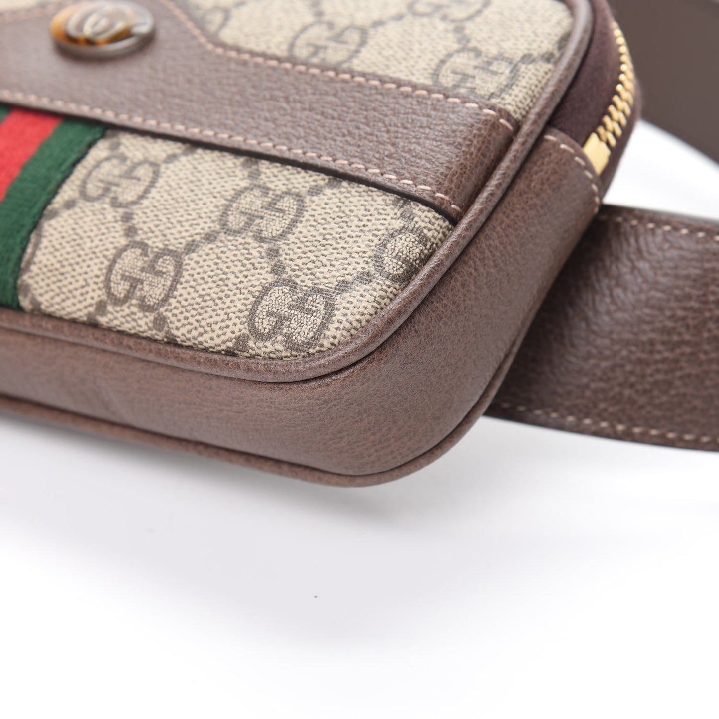 GG Supreme Monogram Ophidia Belted iPhone Case 85 34 Dark Brown