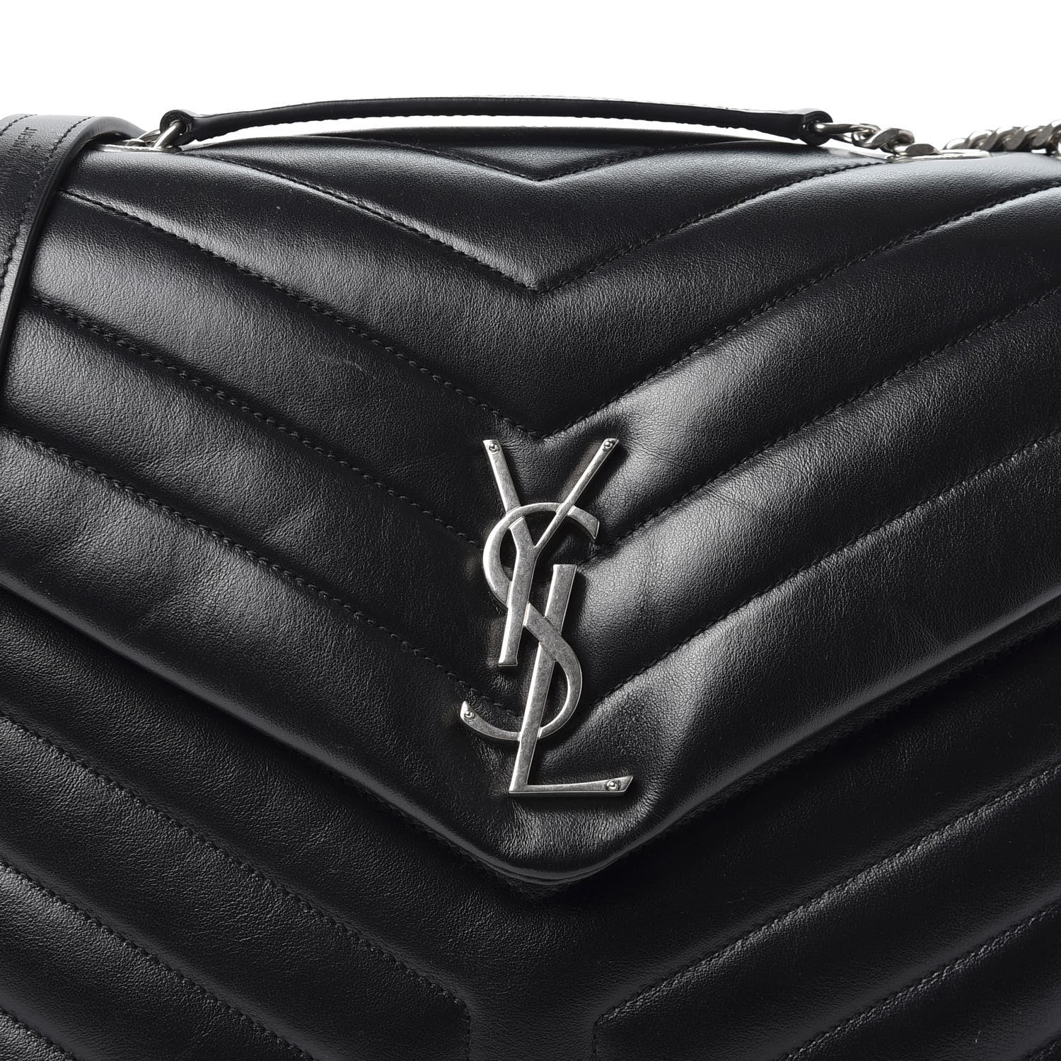 Saint Laurent Calfskin Y Quilted Monogram Medium Loulou Chain Satchel Black 9 of 9