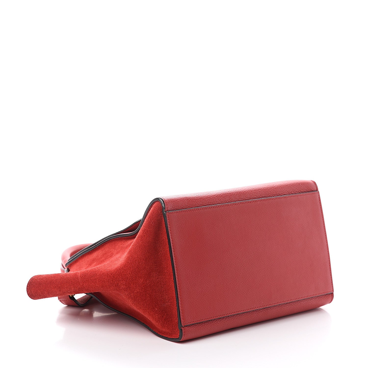 Celine Drummed Calfskin Suede Small Trapeze Coquelicot 3 of 8