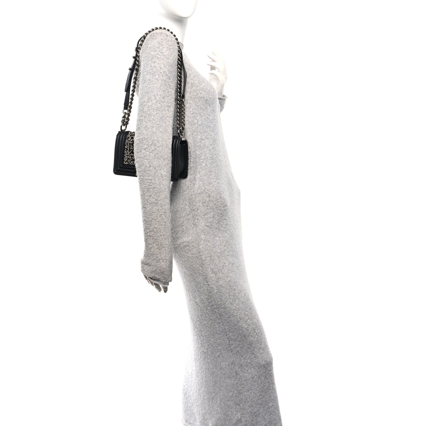 Calfskin Strass Crystal Small Boy Flap Black