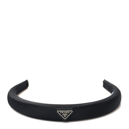 Prada Re-Nylon Triangle Logo Thin Headband Black 3 of 5