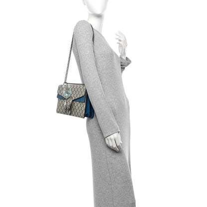 Gucci GG Supreme Monogram Blooms Small Dionysus Shoulder Bag Beige Navy Vintage Blue 3 of 19