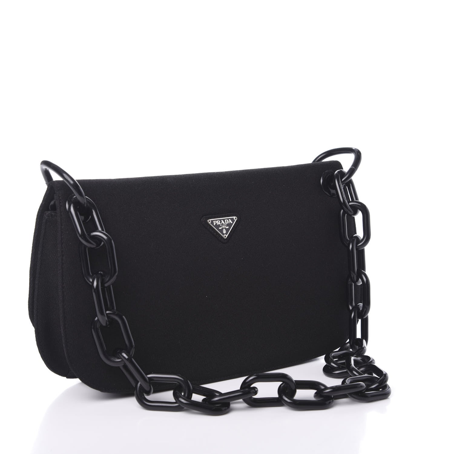 Prada Tessuto Nylon Swing Chain Shoulder Bag Black 2 of 8