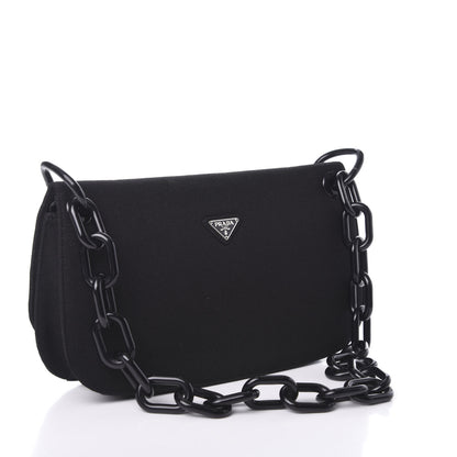 Prada Tessuto Nylon Swing Chain Shoulder Bag Black 2 of 8