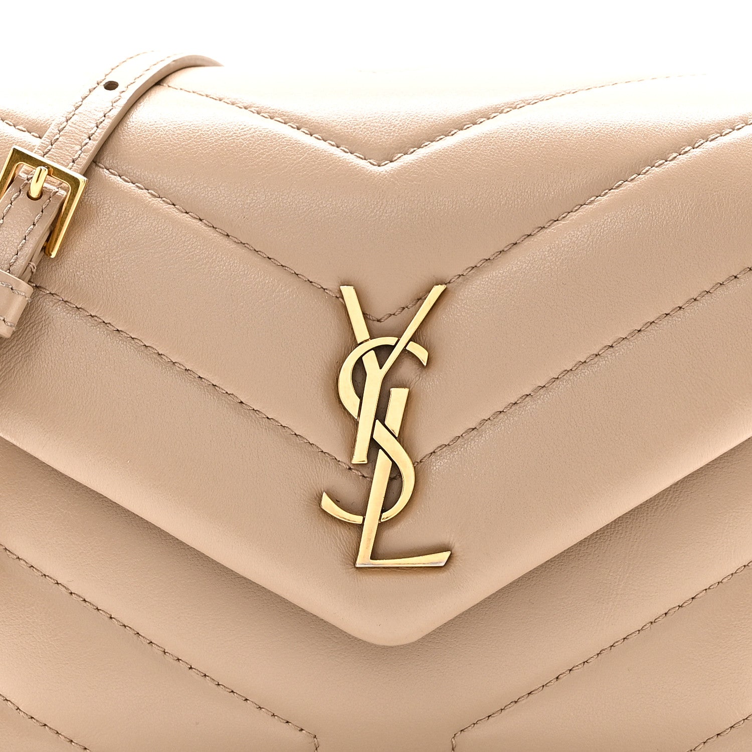 Saint Laurent Calfskin Y Quilted Monogram Toy Loulou Crossbody Bag Dark Beige 8 of 11