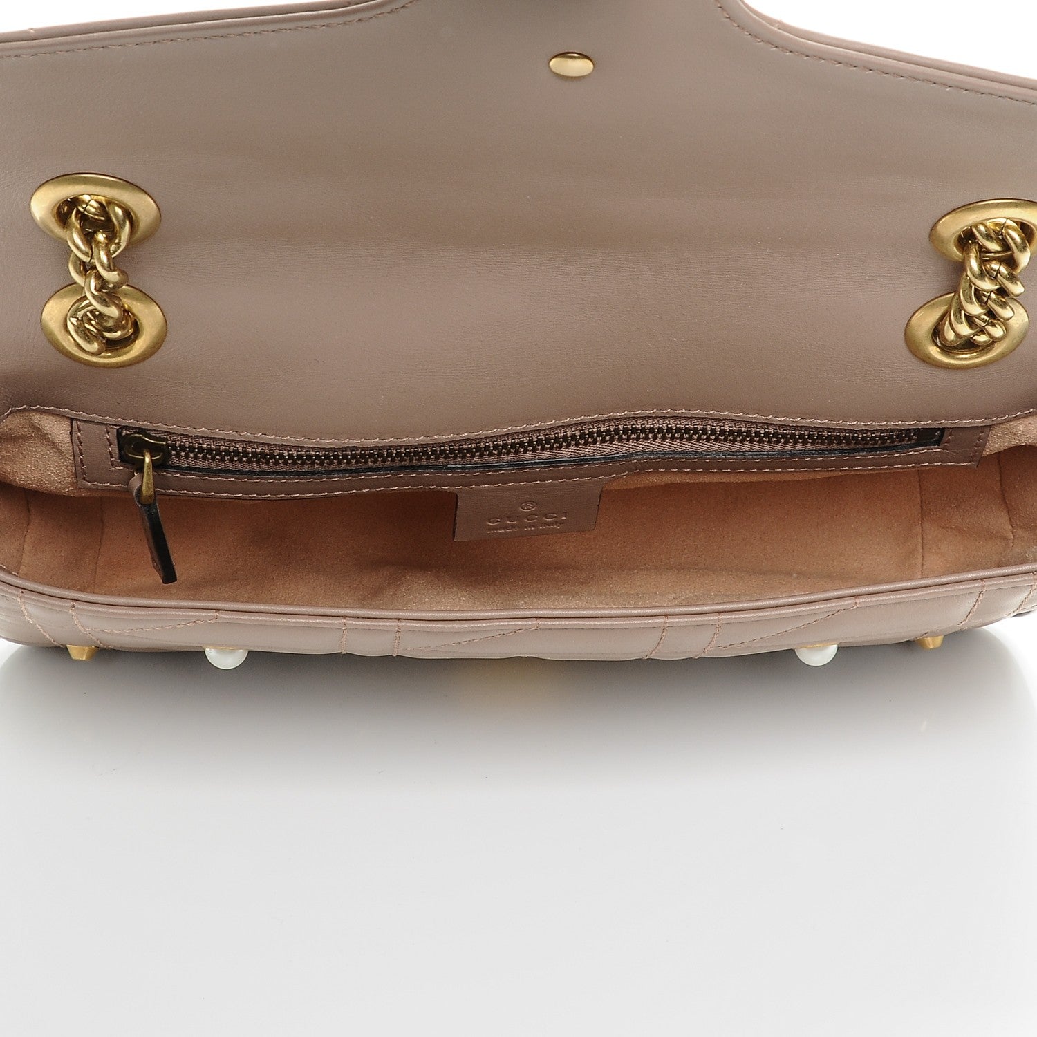 Gucci Calfskin Matelasse Studded Mini Pearly GG Marmont Shoulder Bag Porcelain Rose 5 of 7