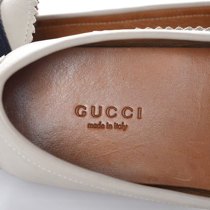 Gucci Calfskin Web Driver Loafers 38.5 Mystic White 9 of 18