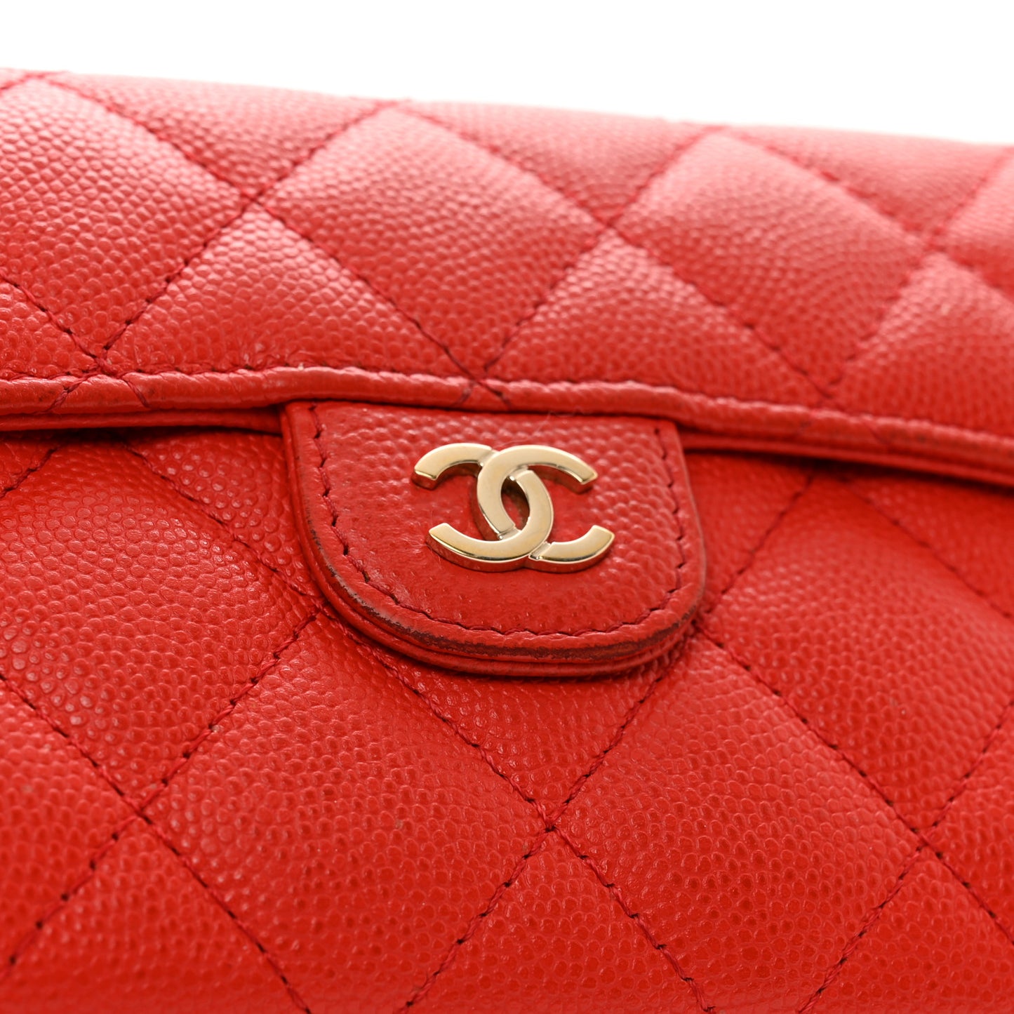 Caviar Quilted Medium Flap Wallet Red