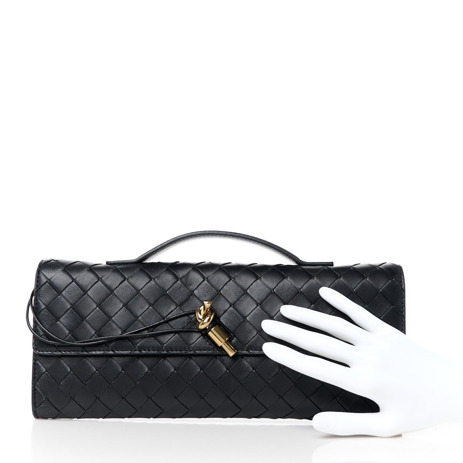 Bottega Veneta Nappa Intrecciato Long Andiamo Top Handle Clutch Black 2 of 10