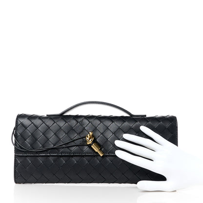 Bottega Veneta Nappa Intrecciato Long Andiamo Top Handle Clutch Black 2 of 10