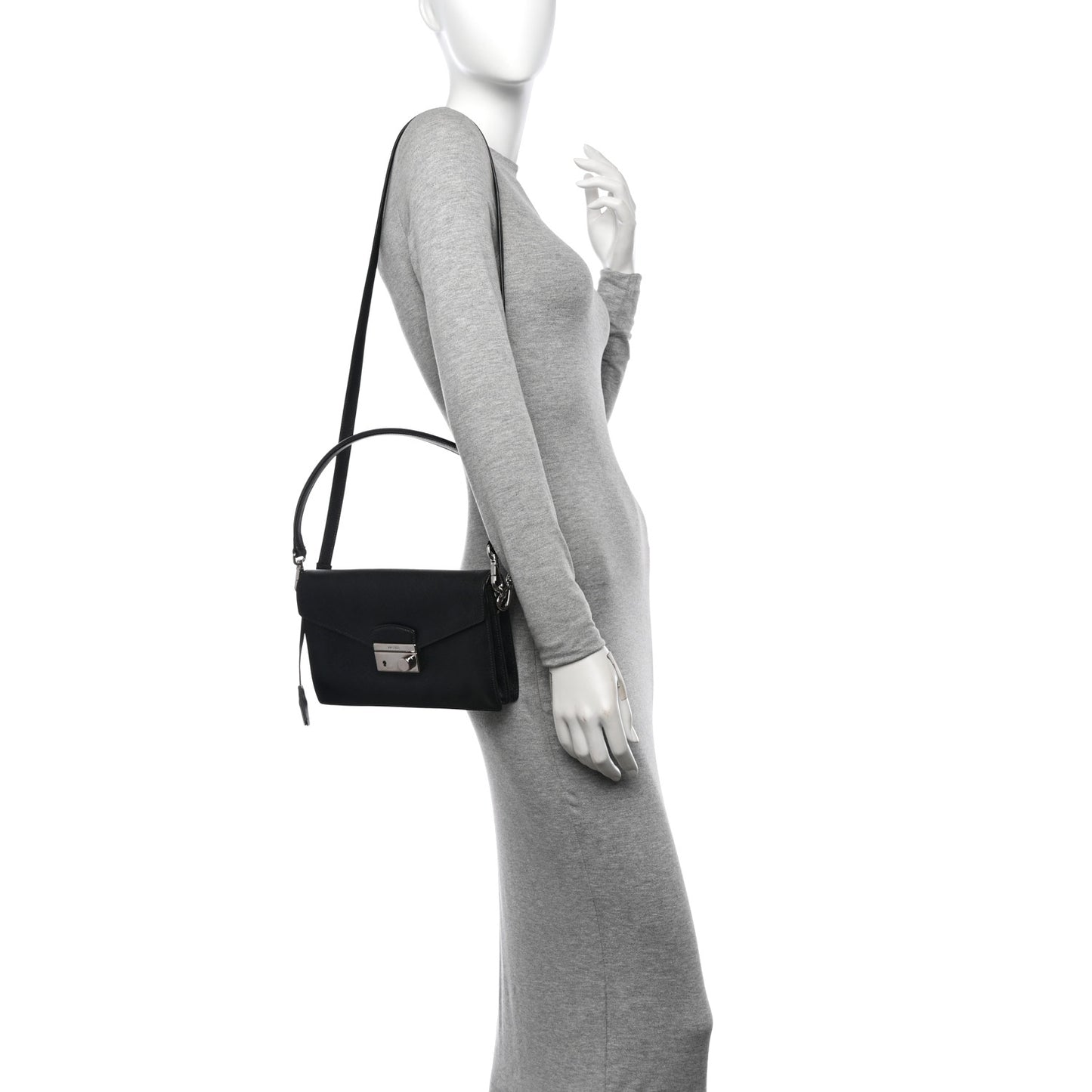 Saffiano Lux Sound Crossbody Bag Black
