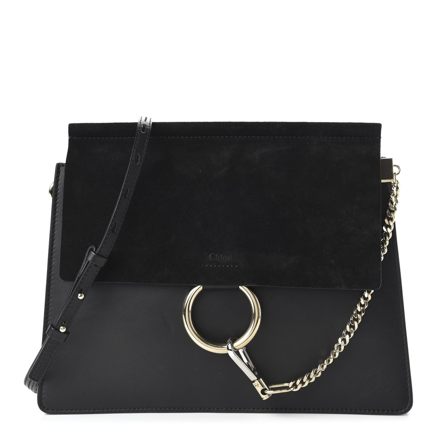 Chloe Suede Calfskin Medium Faye Shoulder Bag Black 1 of 10