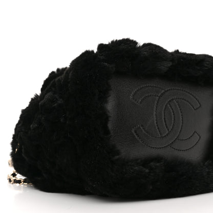 Chanel Fur Chain Drawstring Bucket Bag Black 9 of 11