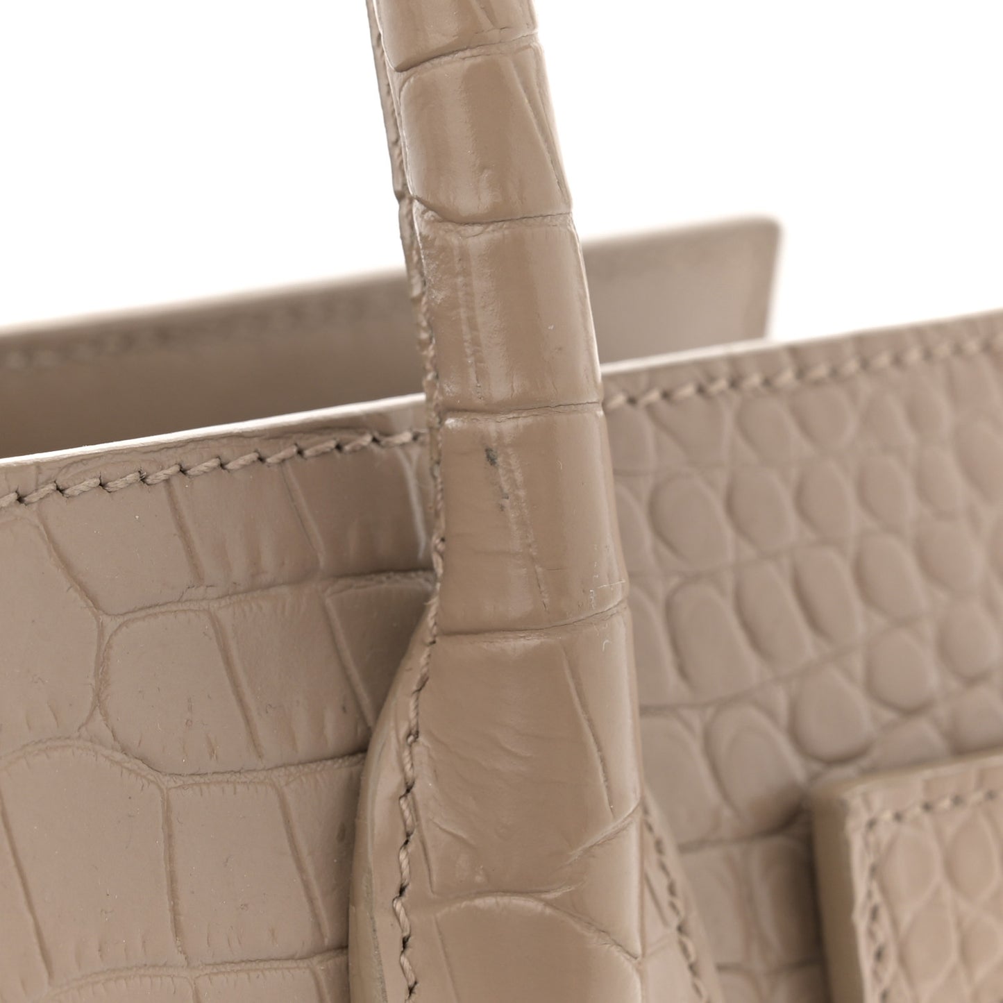 Calfskin Crocodile Embossed Baby Sac De Jour Brown