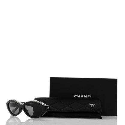 Chanel Acetate Pearl Oval Sunglasses S0114 Black 8 of 8