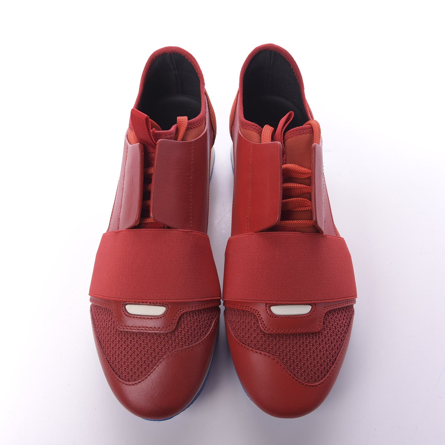 Mesh Calfskin Neoprene Suede Womens Race Runner Sneakers 39 Rouge