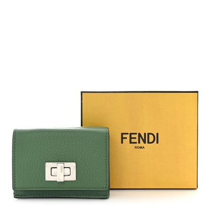 Fendi Cuoio Romano Vitello Grace Micro Peekaboo Tri-Fold Wallet Green 9 of 9