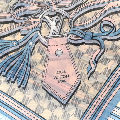 Louis Vuitton Cotton Damier Azur Straps Stole 4 of 6