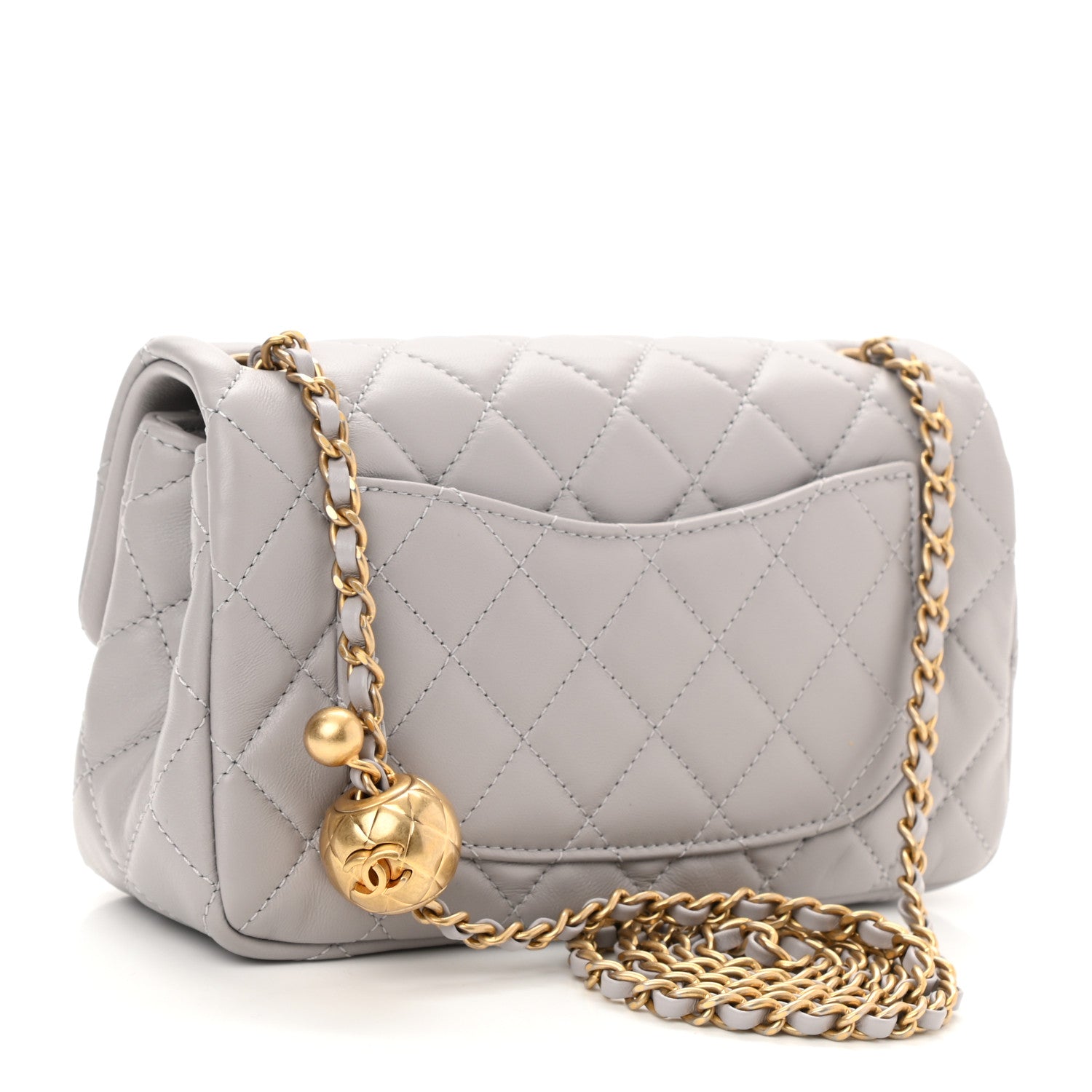 Chanel Lambskin Quilted Mini Rectangular Pearl Crush Flap Grey 3 of 10