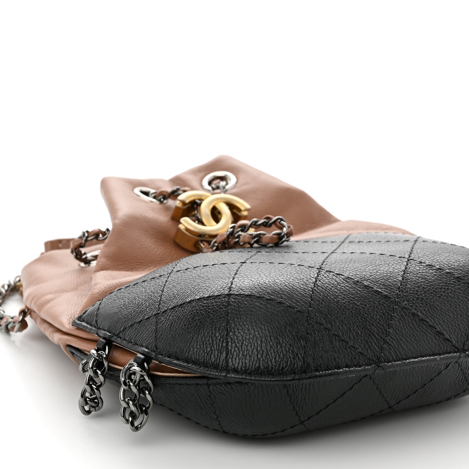 Chanel Calfskin Quilted Small Gabrielle Bucket Beige Black 9 of 10