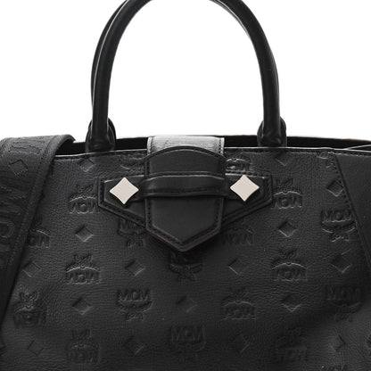 MCM Calfskin Ottomar Monogram Medium Essential Tote Black 7 of 9
