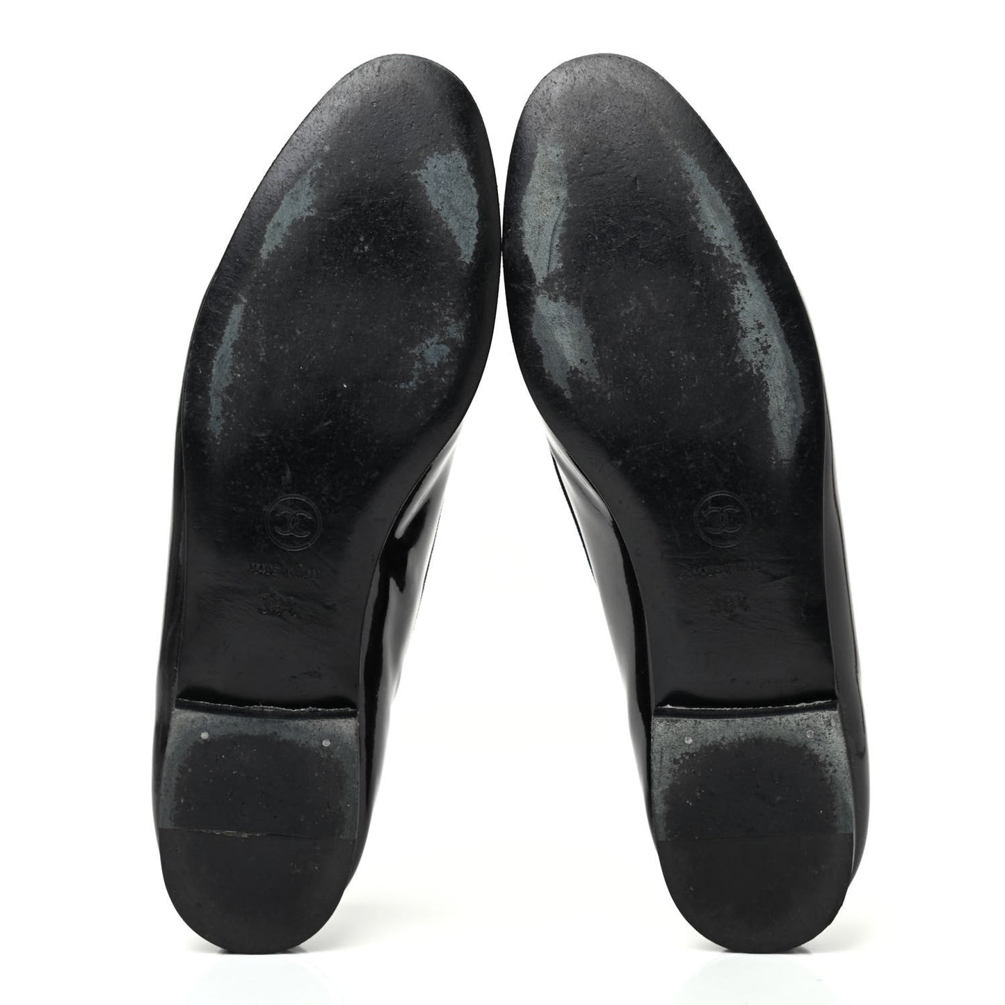 Patent CC Cap Toe Ballerina Flats 38.5 Navy White