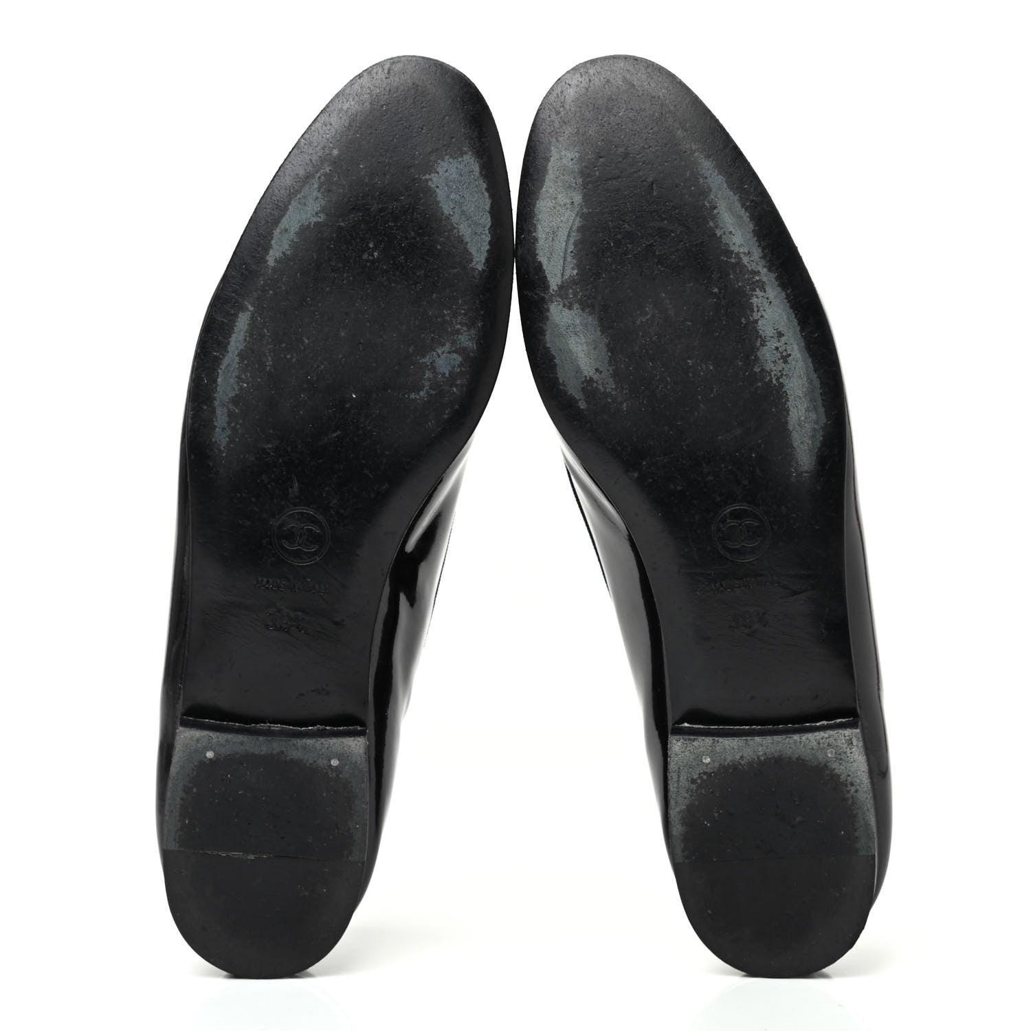 Chanel Patent CC Cap Toe Ballerina Flats 38.5 Navy White 4 of 4
