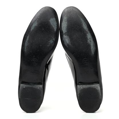 Chanel Patent CC Cap Toe Ballerina Flats 38.5 Navy White 4 of 4