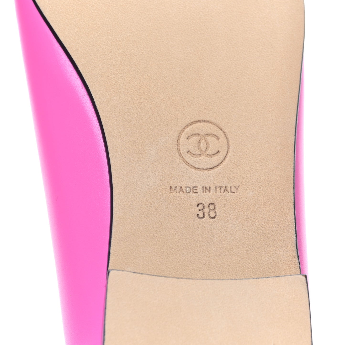 Lambskin Grosgrain Cap Toe CC Ballerina Flats 38 Pink Black