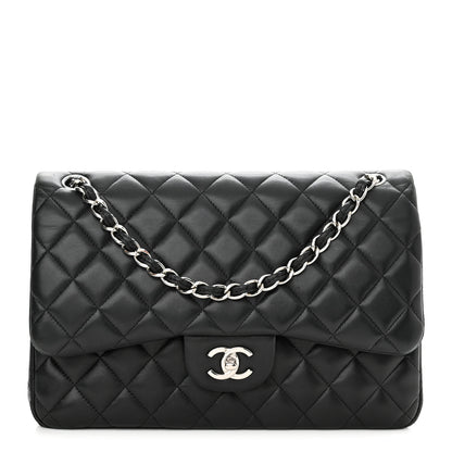 Chanel Lambskin Quilted Jumbo Double Flap Black 1 of 14