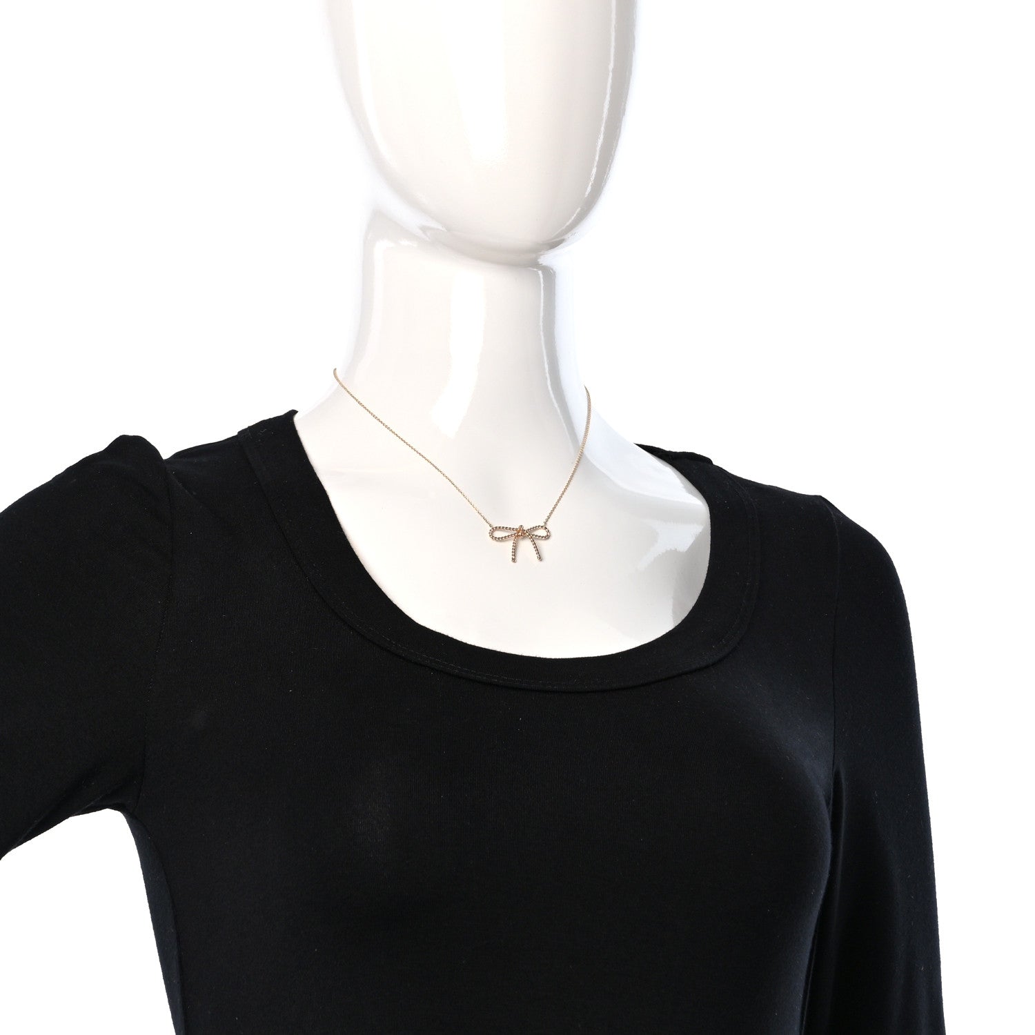 Tiffany 18K Rose Gold Twist Bow Pendant Necklace 3 of 6