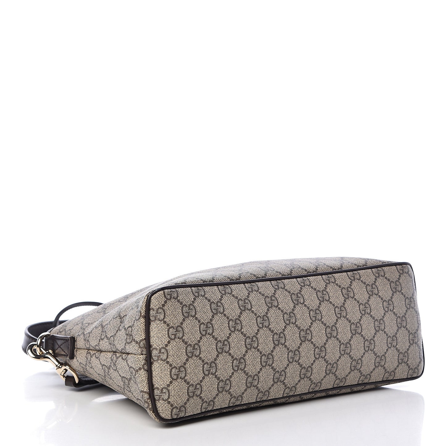 GG Supreme Monogram Small Zippered Tote Dark Brown