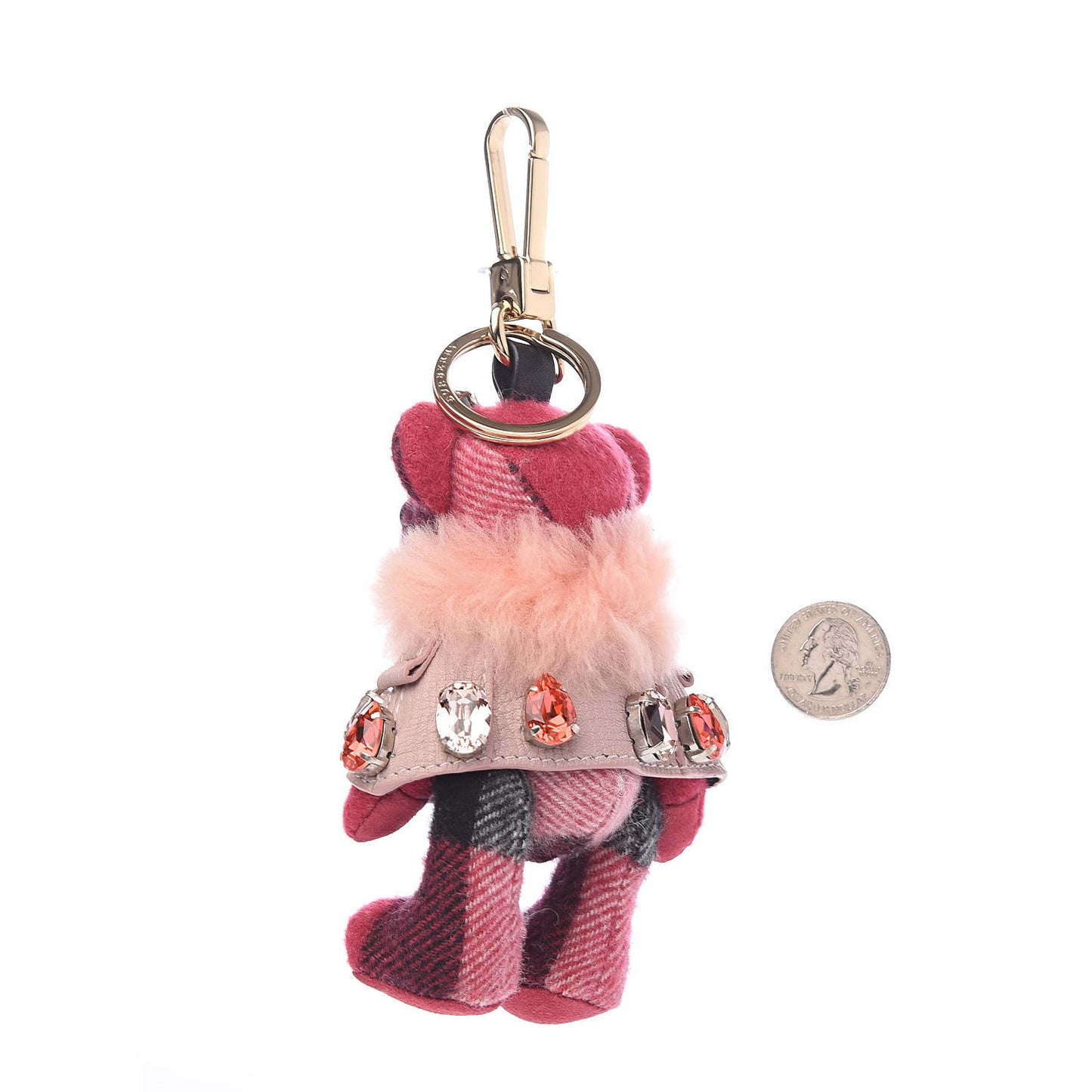 Cashmere Crystal Thomas Teddy Bear Keychain Charm Fuchsia