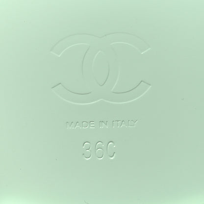 Chanel Lambskin Patent Chain CC Logo Thong Flat Sandals 36 Green 8 of 9