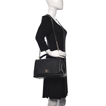 Chanel Grained Calfskin Chevron Stitched Medium Chic Top Handle Flap Black 2 of 10