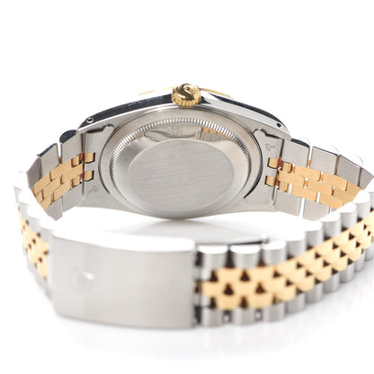 Rolex Stainless Steel 18K Yellow Gold Diamond 36mm Oyster Perpetual Datejust Watch Blue 16233 4 of 5