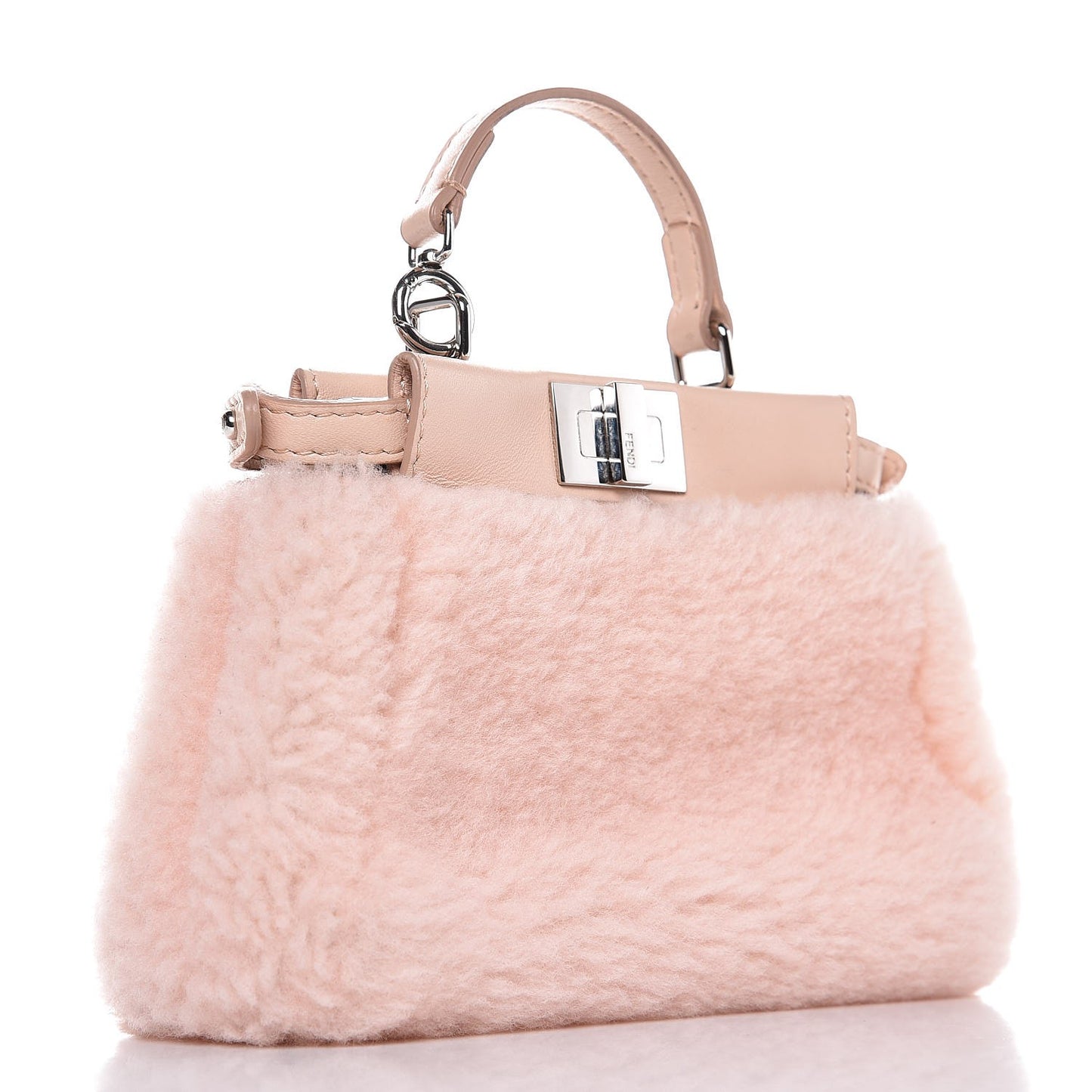Shearling Shiny Nappa Micro Peekaboo Iconic Satchel Light Rose
