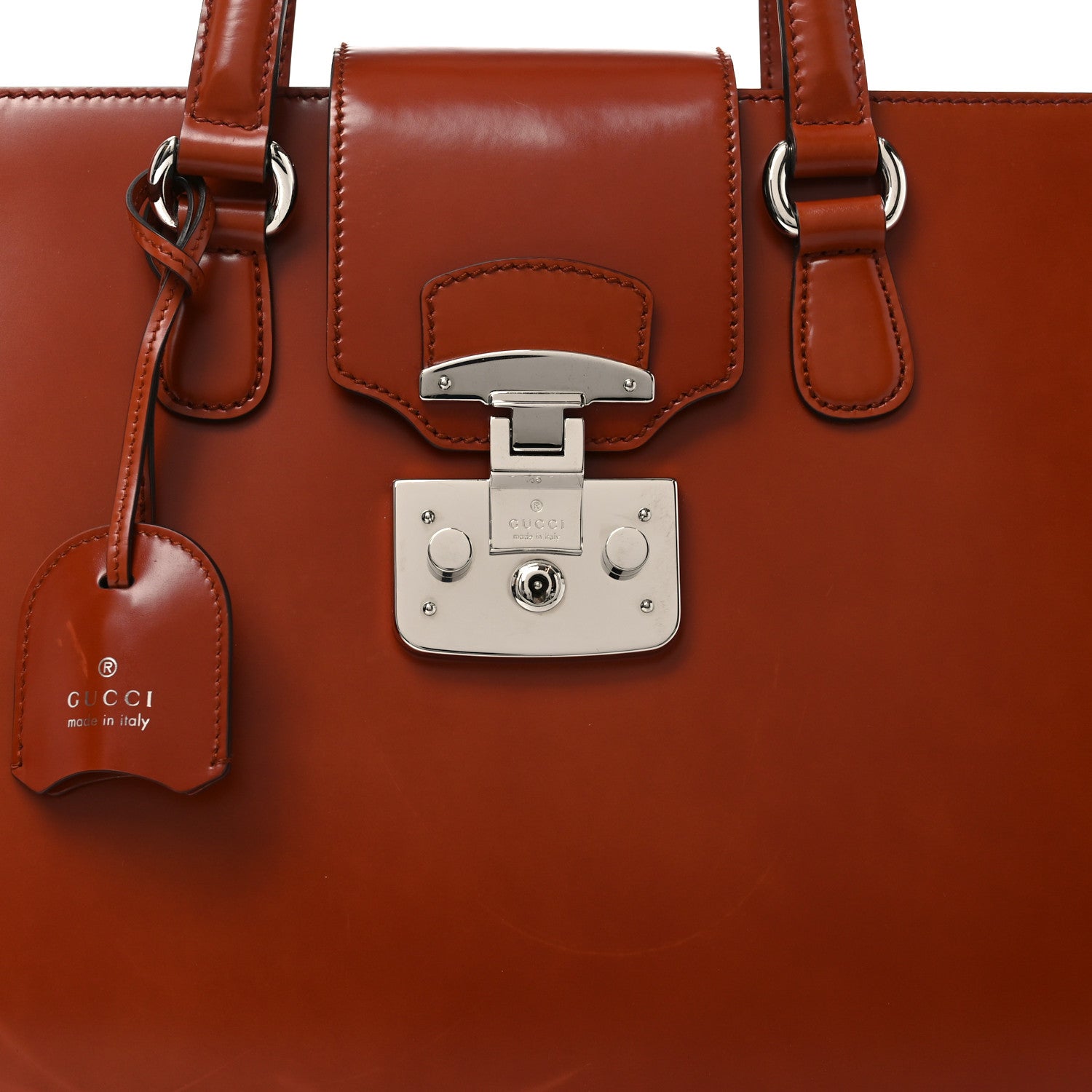 Gucci Regent Calfskin Large Lady Lock Flap Top Handle Bag Tan 8 of 10