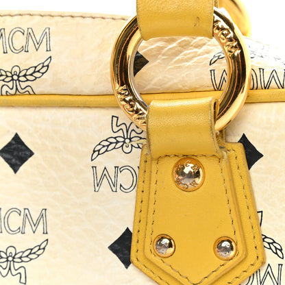 MCM Visetos Satchel White Yellow 10 of 16