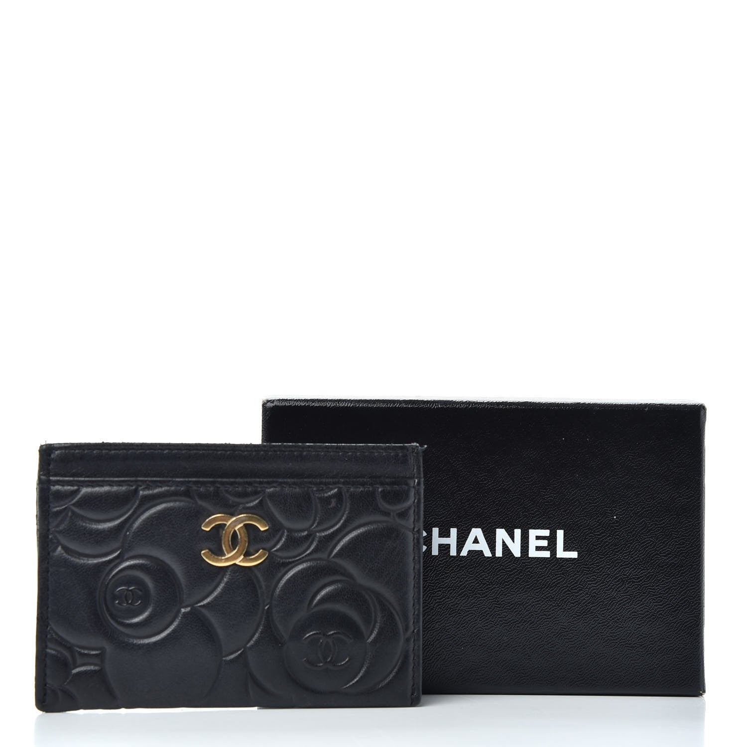 Chanel Lambskin Camellia Embossed Card Holder Black 8 of 8