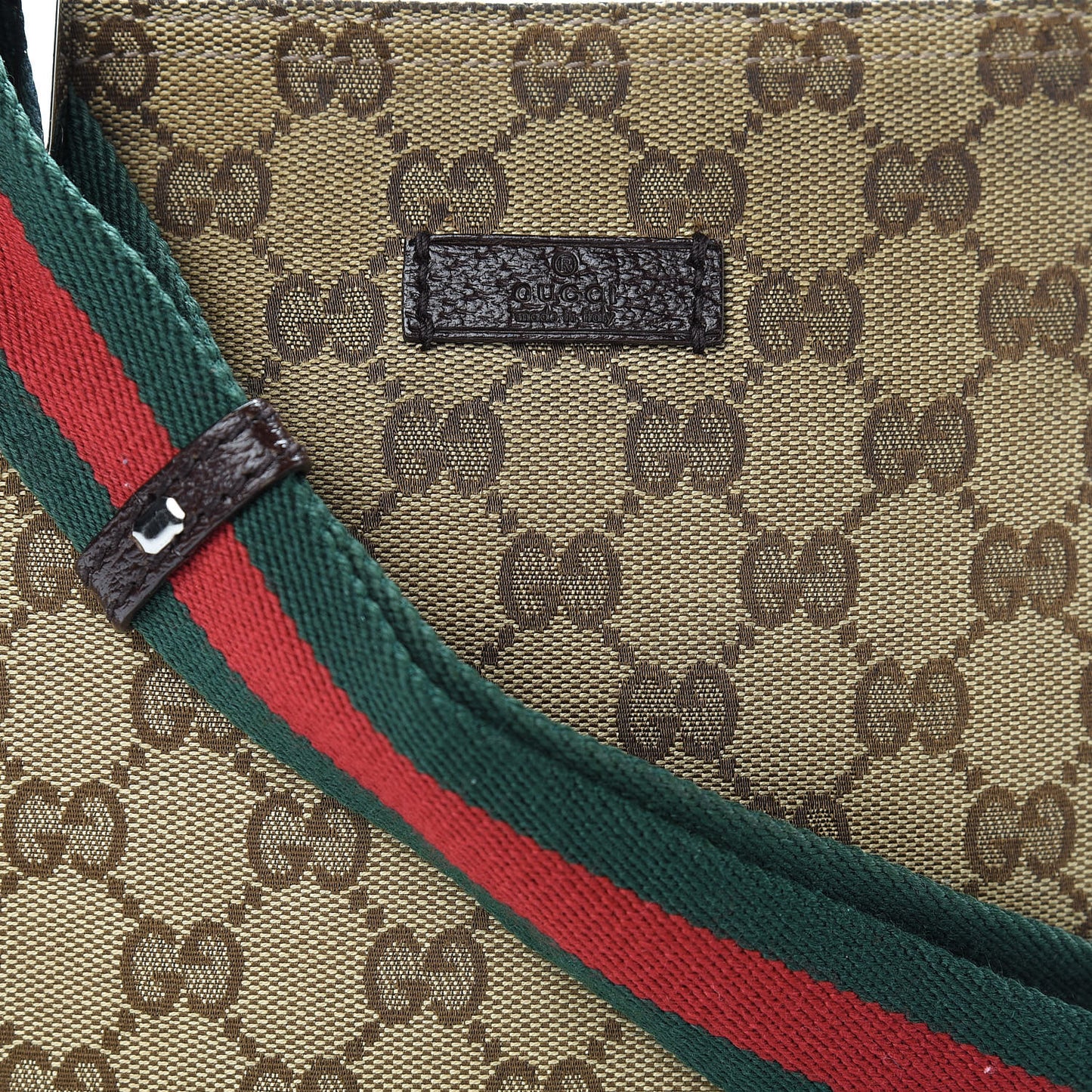 Monogram Web Small Flat Messenger Bag Brown